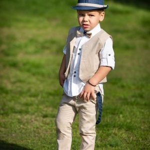 Βαπτιστικό κοστούμι για αγόρι με ψαθάκι Vinte Li 3901