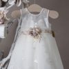 Βαπτιστικό φόρεμα για κορίτσια λευκό με λουλούδι 21K411 La Christine