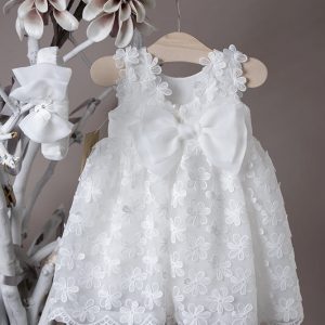 Βαπτιστικό φόρεμα για κορίτσια λευκό με λουλούδια 21K423 La Christine