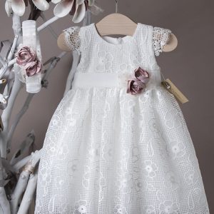 Βαπτιστικό φόρεμα κορίτσι λευκό με δαντέλα 21K429 La Christine