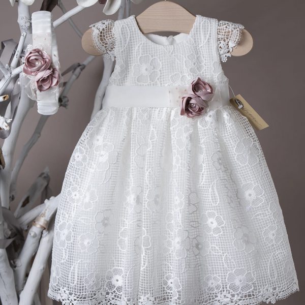 Βαπτιστικό φόρεμα κορίτσι λευκό με δαντέλα 21K429 La Christine