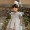 Βαπτιστικό φόρεμα ιβουάρ μπροκάρ 558-1 Dolce Bambini