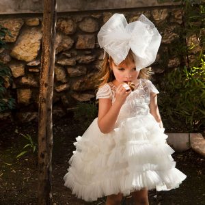 Βαπτιστικό φόρεμα δαντέλα με glitter 586-1 Dolce Bambini