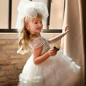 Βαπτιστικό φόρεμα δαντέλα με glitter 586-1 Dolce Bambini